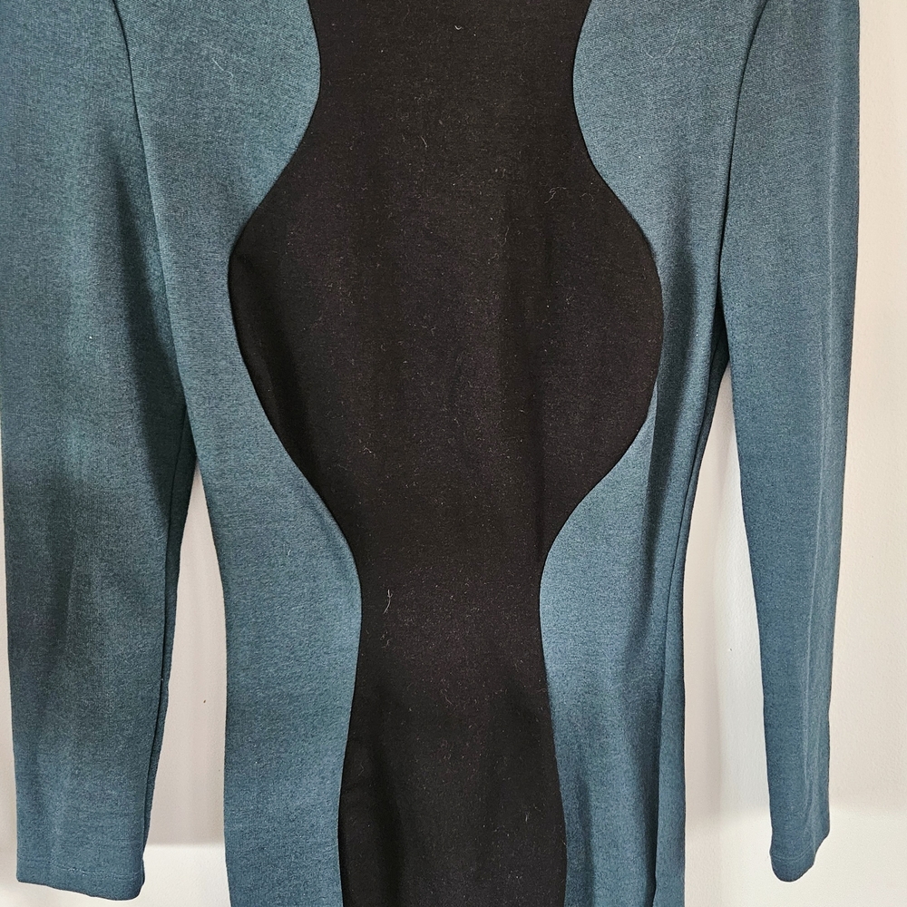 Stylish Dark Teal and Black Dress